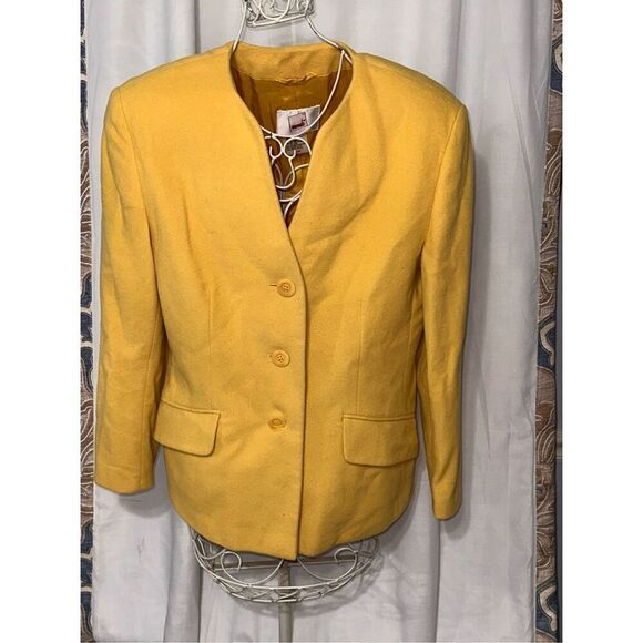 RARE Vintage 80s Mondi Yellow 3 Button Blazer Vintage - Size 40/ large preowned - Picture 2 of 6